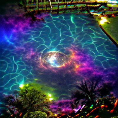Psychedelic Nebula Reflected in Pool Light