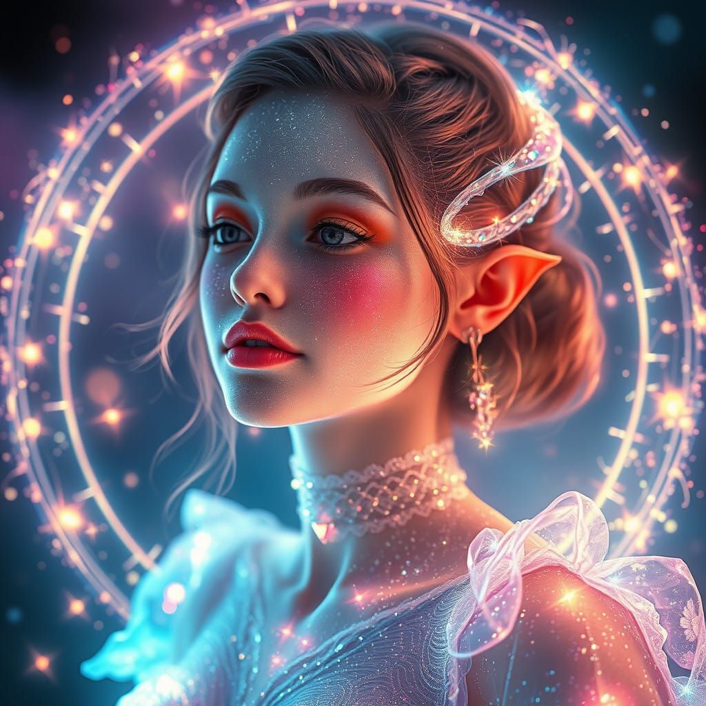 Luminous Ethereal Being in a Whimsical, Futuristic Dreamscap...