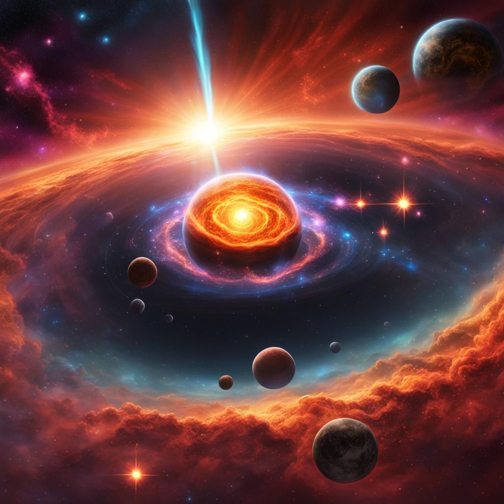 Nebula Engulfs Binary Star System: Digital Art