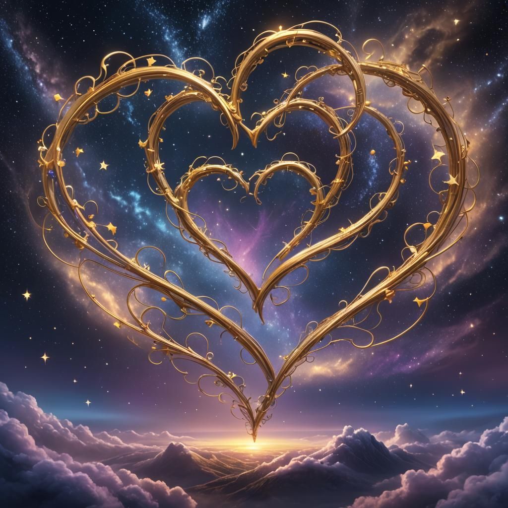 Entwined Hearts Dancing Under Starry Sky: Fantasy Concept Ar...