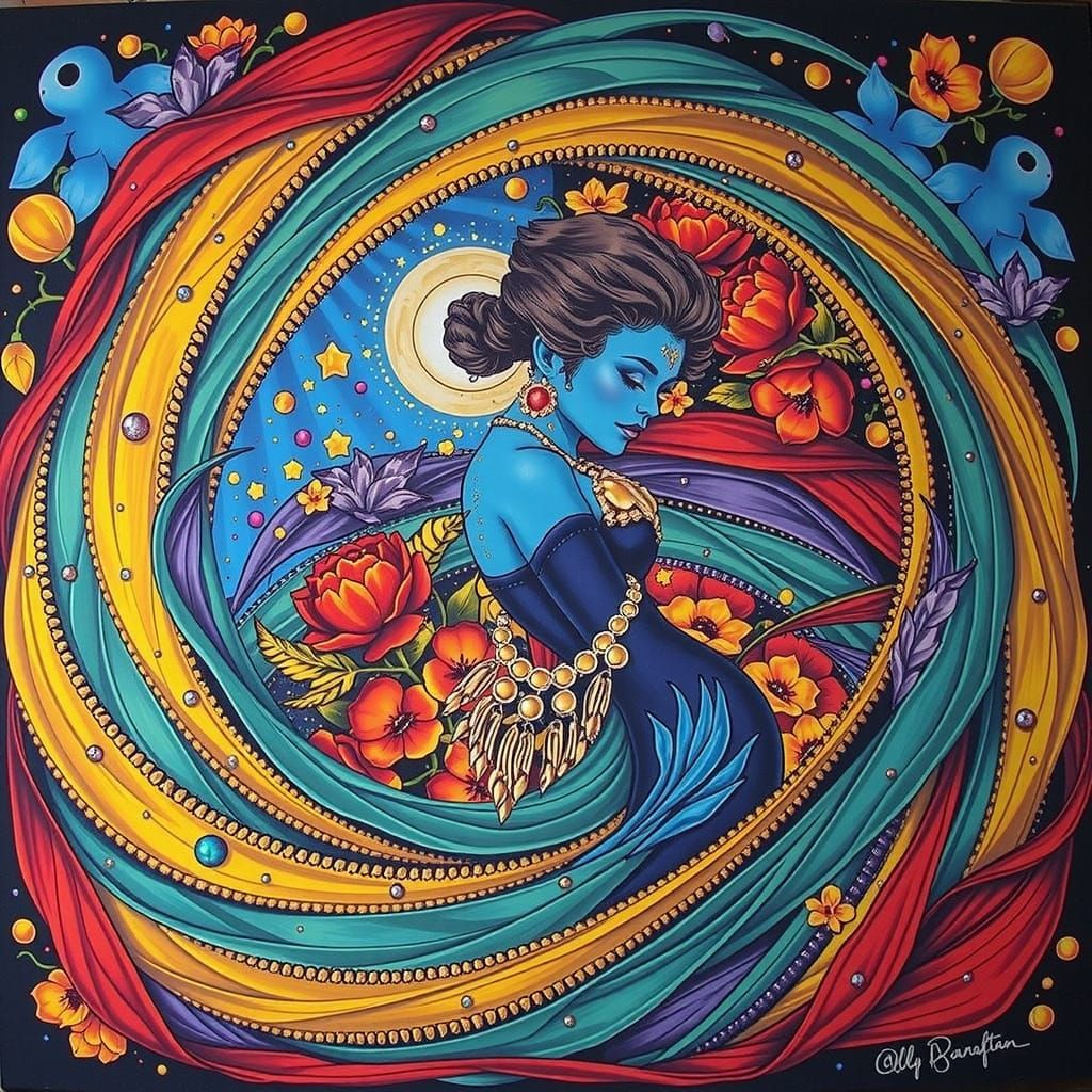 Psychedelic Garden Dream with Cosmic Mystery