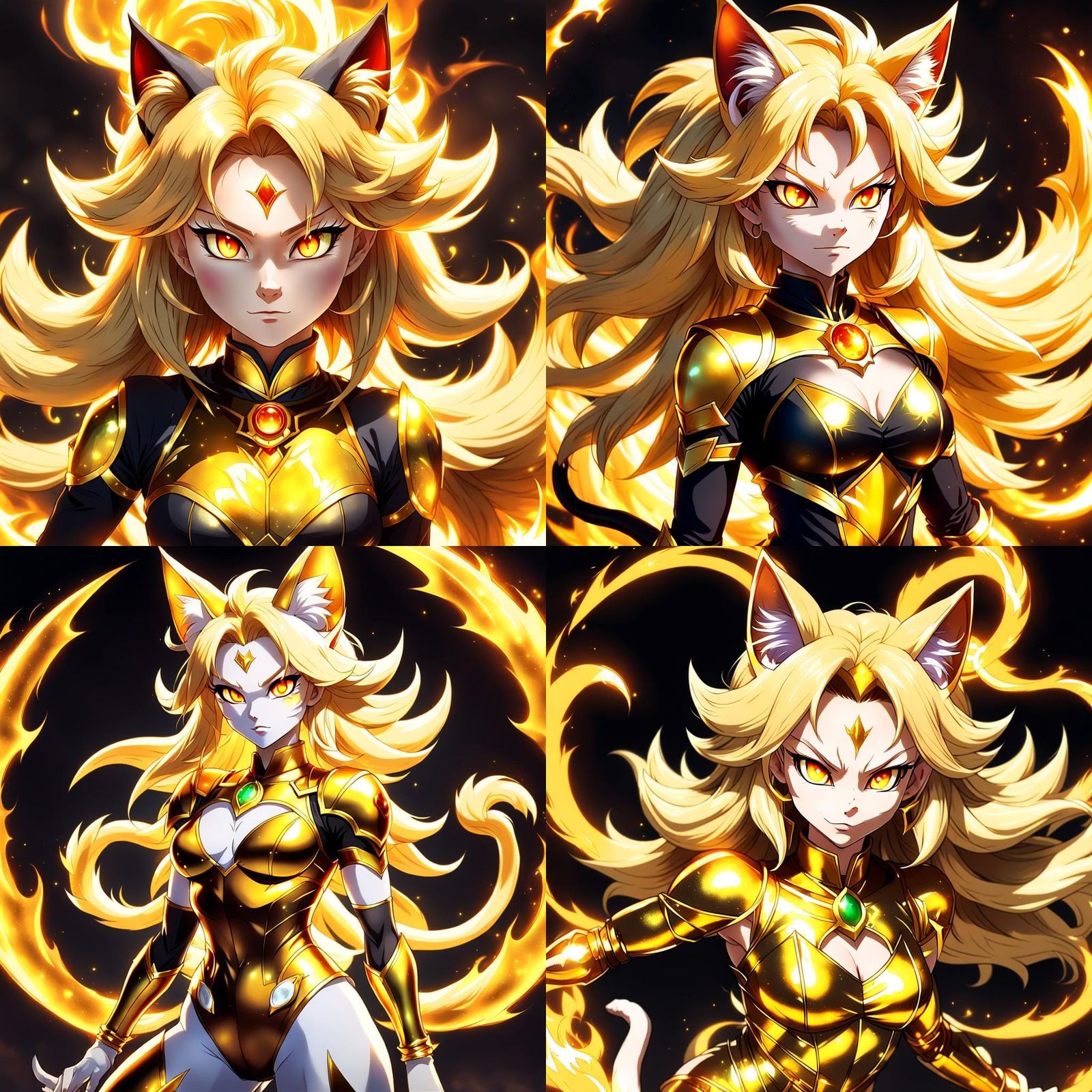 Super Saiyan Cat Girl Devil Waifu with Golden Aura