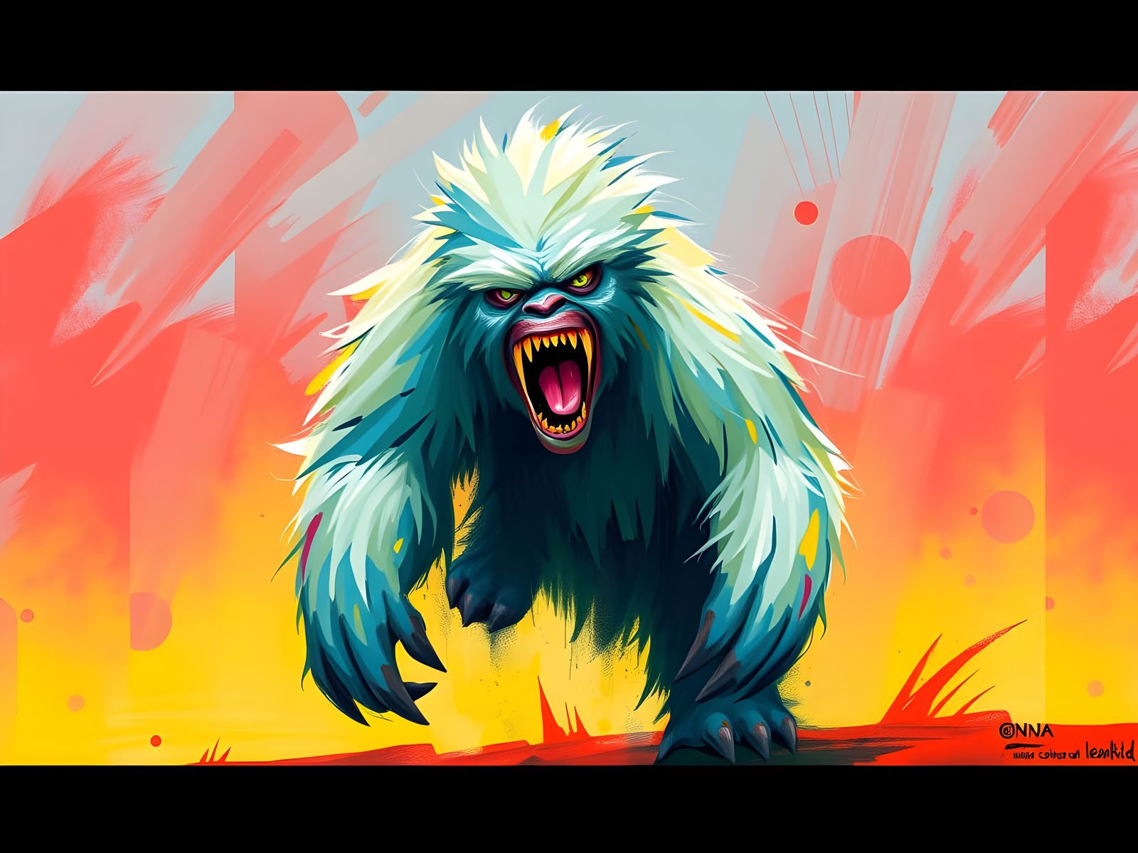 Abstract Yeti Monster in Brush Stroke Style