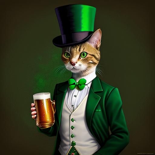Cat Celebrates St. Patrick's Day in Style