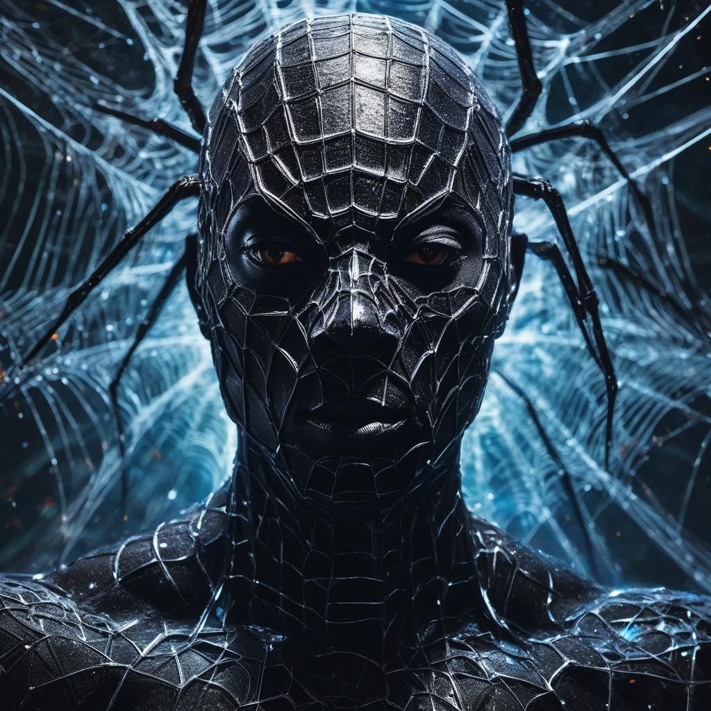 Nebulae Spiderweb Warrior in Digital Art Style