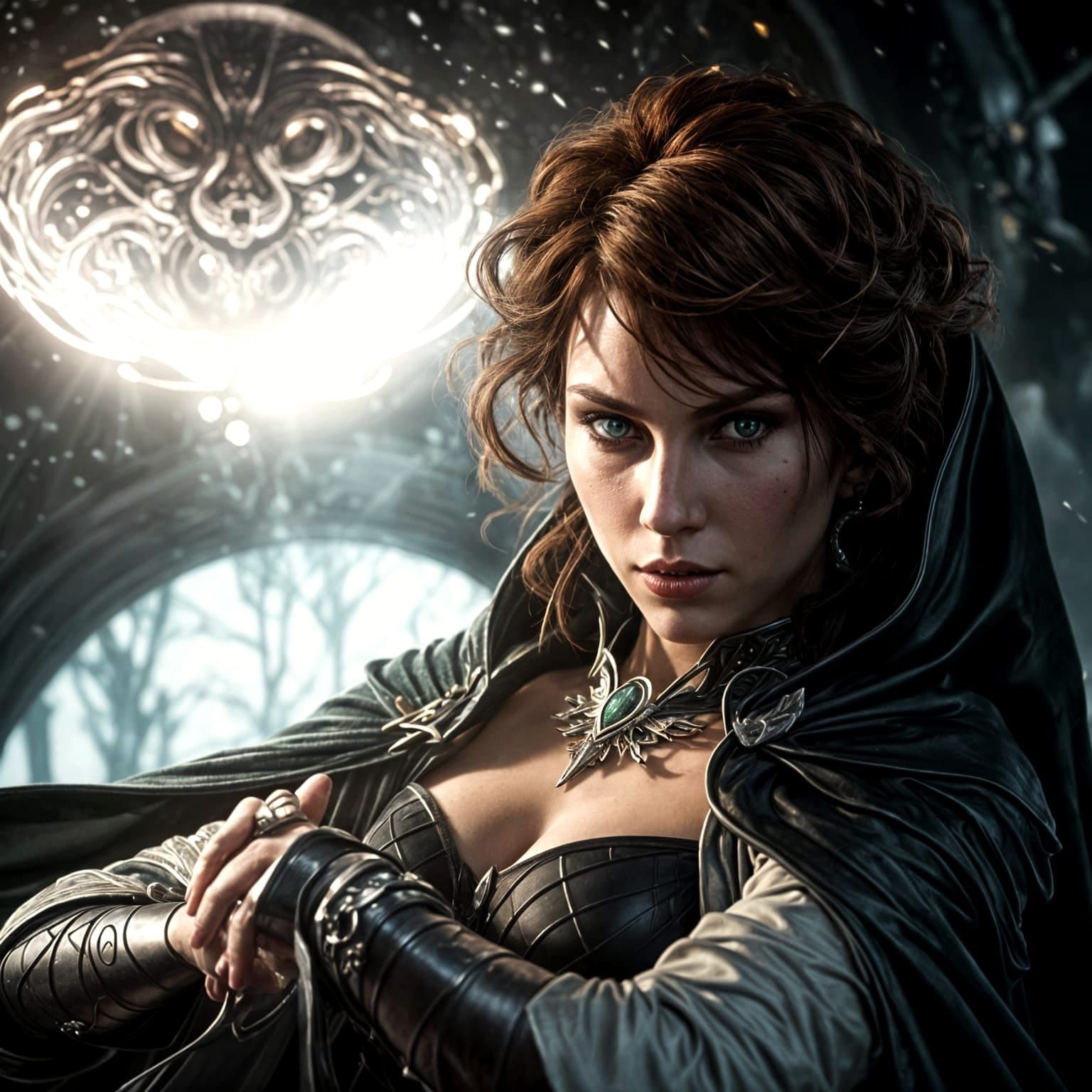 Ethereal Dark Priestess in Ancient Sarmation Style