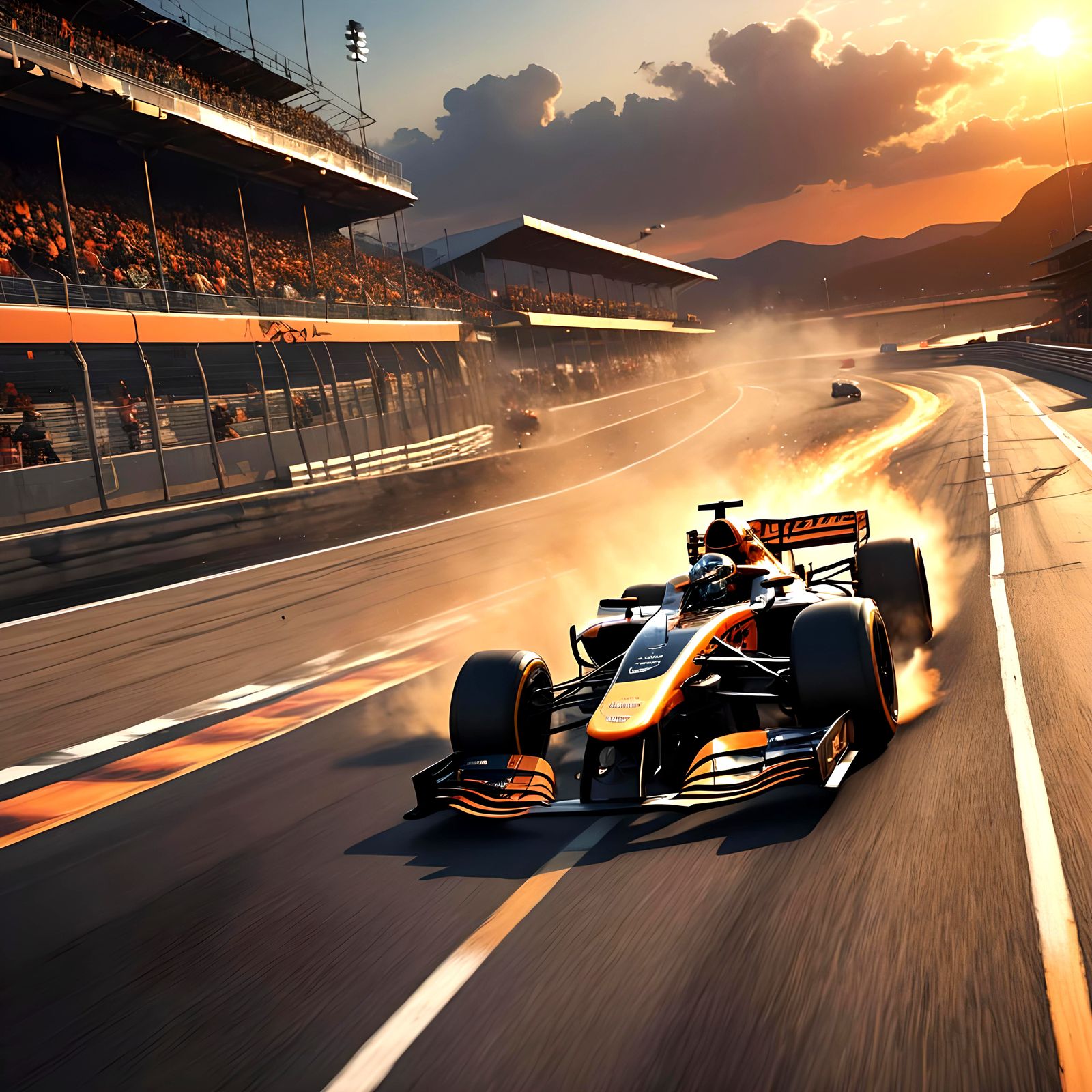 Black and Orange Formula One Race Car