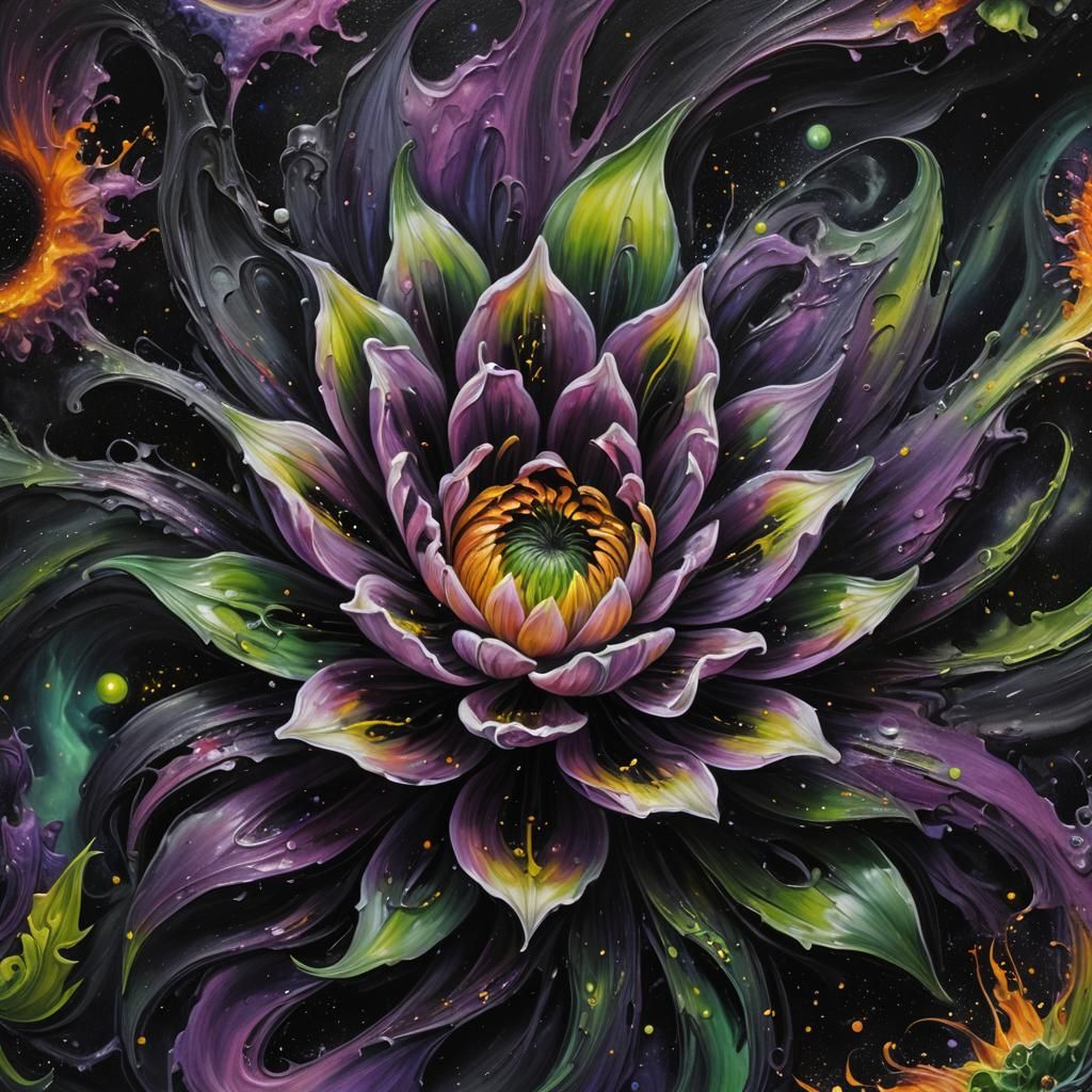 Surreal Flower Blooms in Cosmic Black Hole