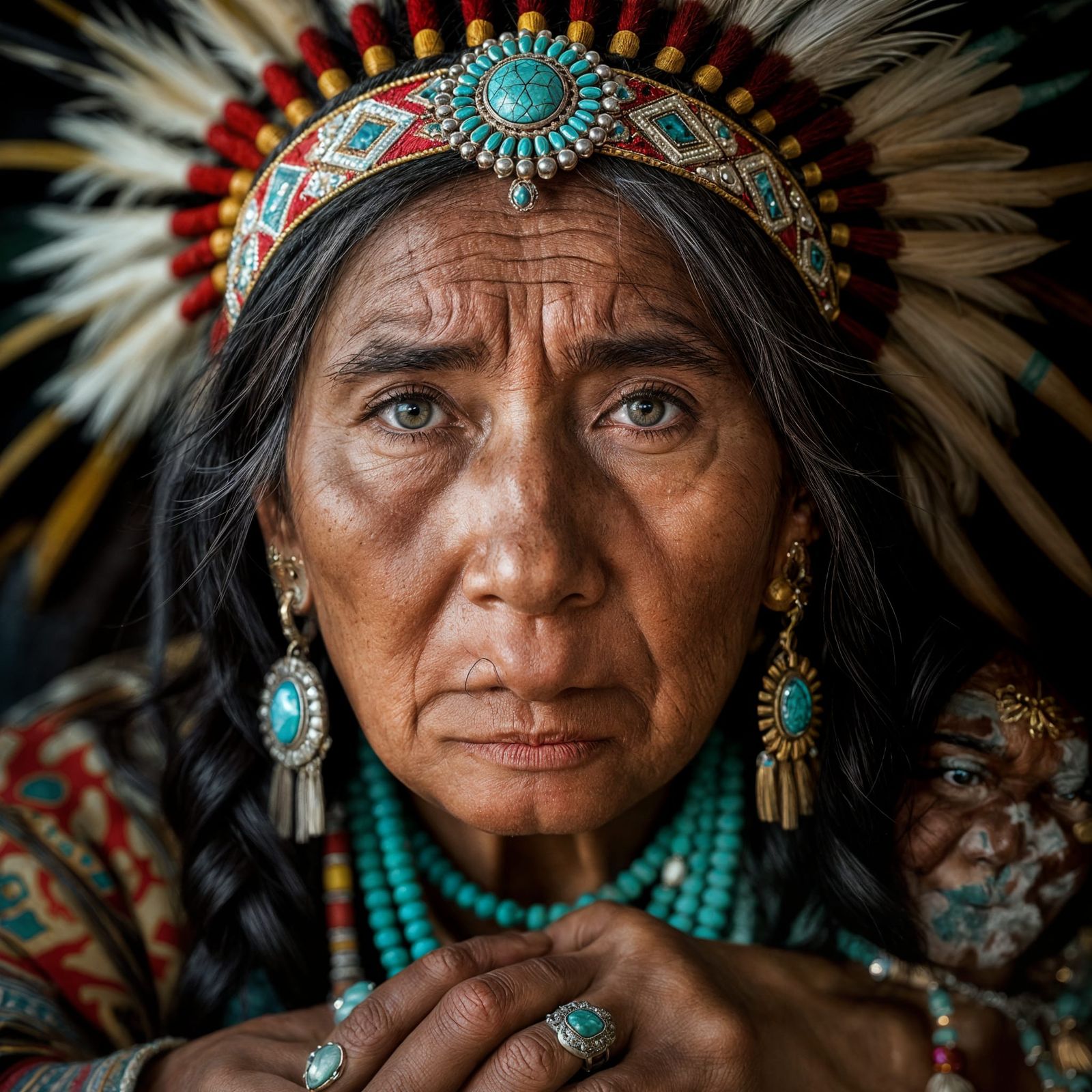 Elderly Native American Woman Portrait in Gentle Light