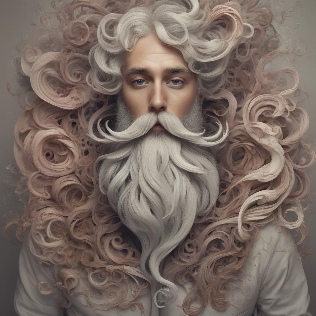 Whimsical Beard Made of Swirling Smoke