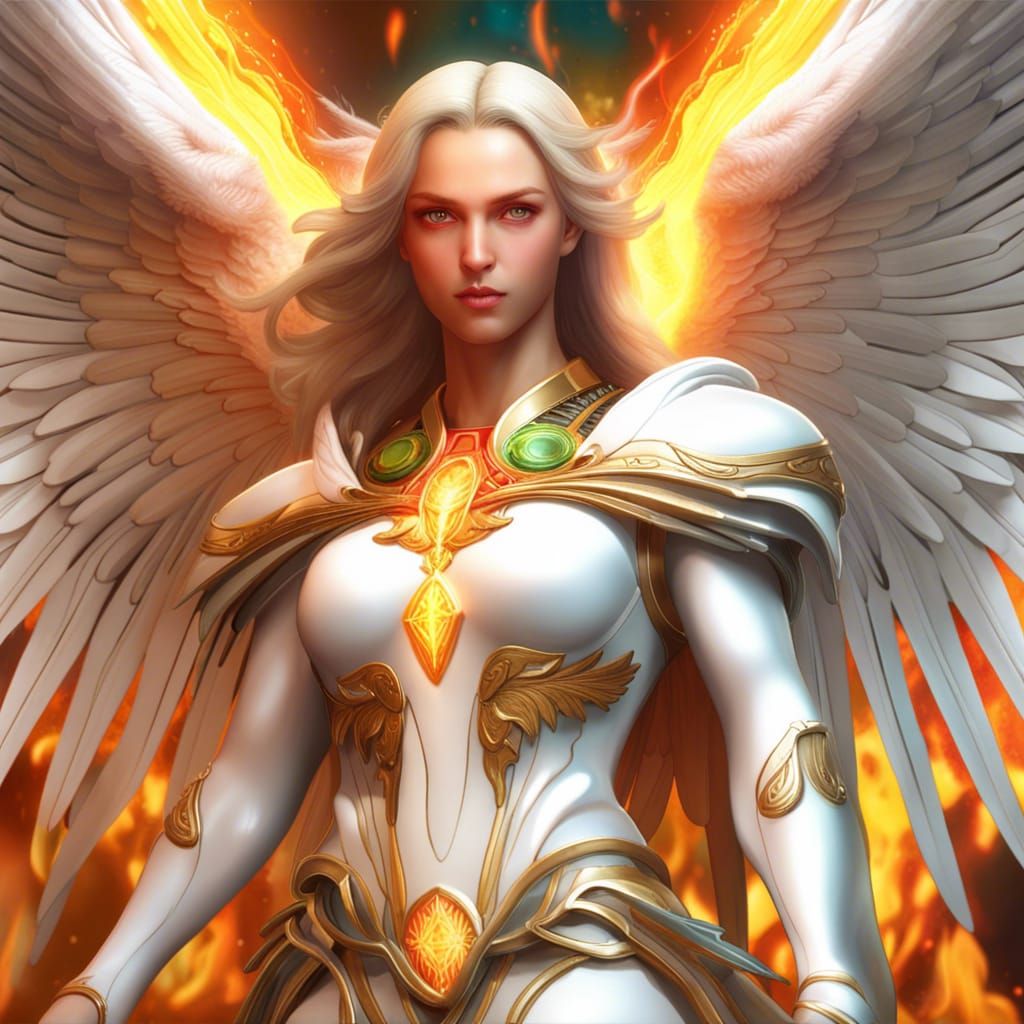 Archangel Uriel with Flaming Wings