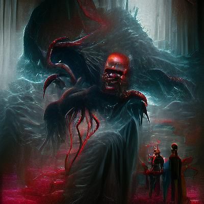 Sinister Monster in Horror Art Style