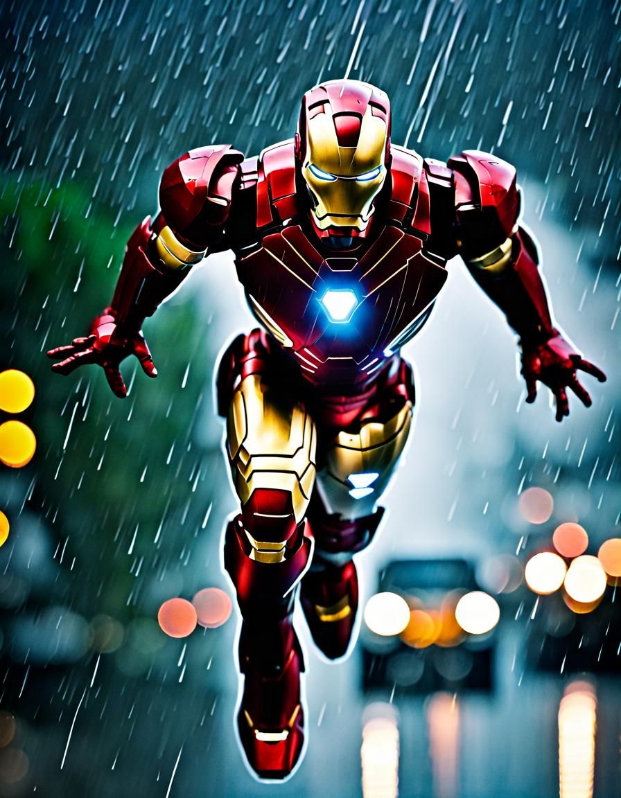 Iron Man Soars Through Storm: Professional Photography
