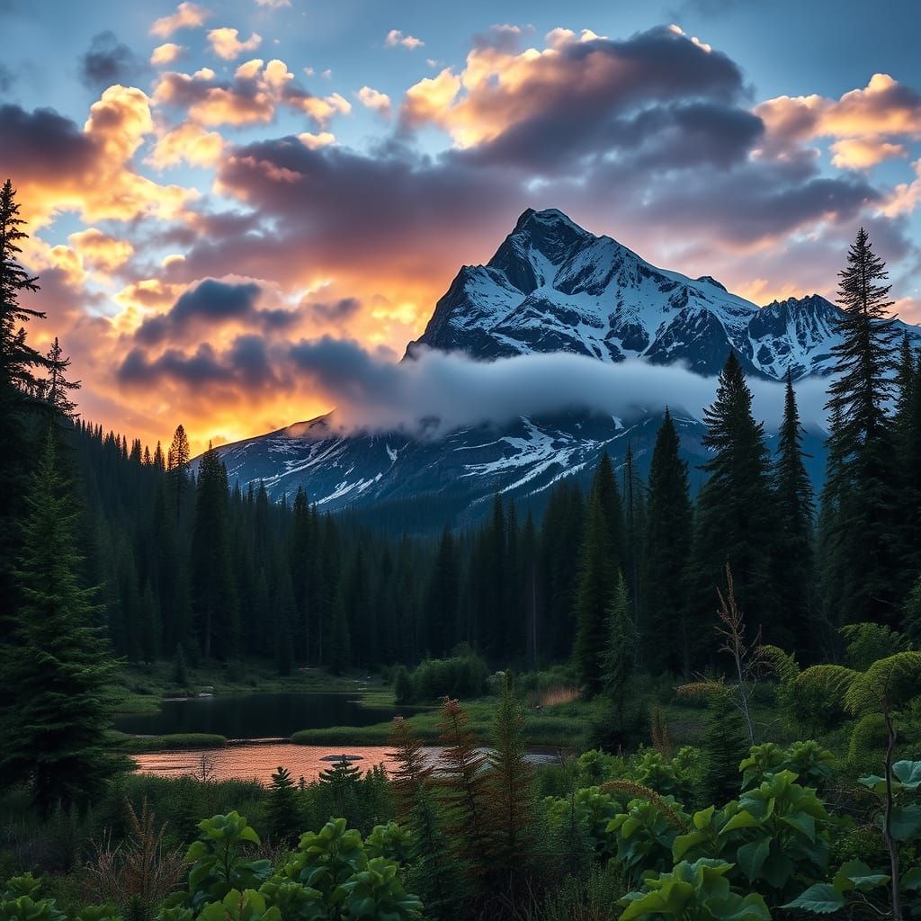 Majestic Mountain Sunset Landscape Photography