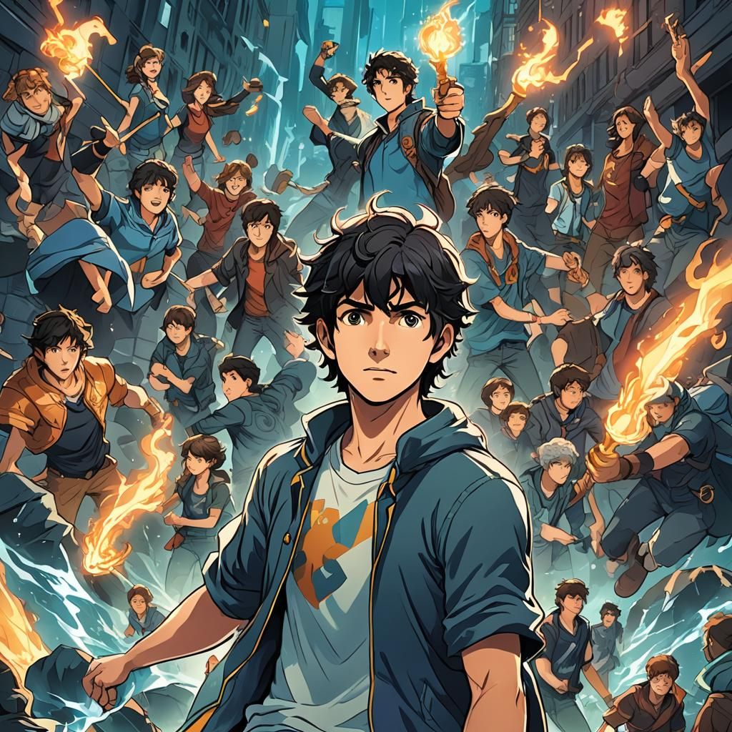 Percy Jackson in Cel-Shaded Anime Style