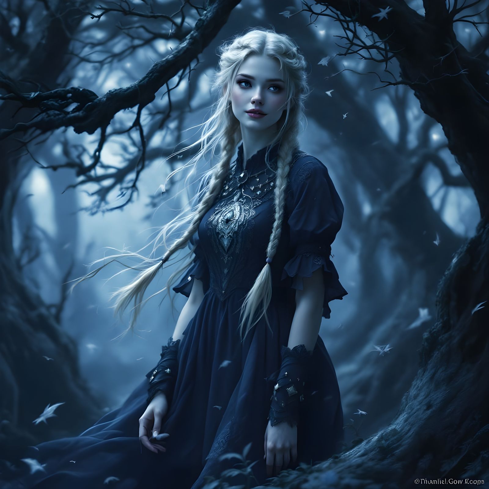 Mysterious Norse Goddess in Dark Fantasy Setting
