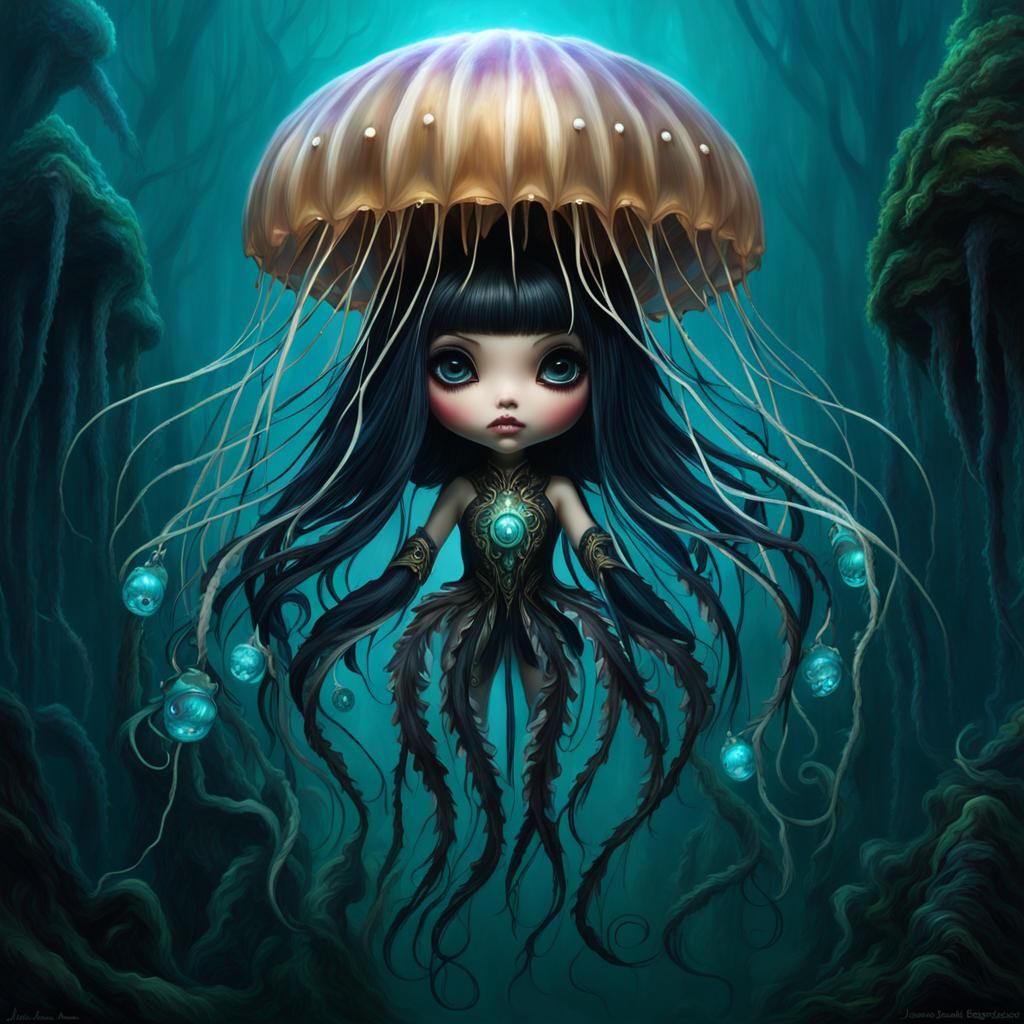 Creepy Cute Spider-Jellyfish Hybrid in Fantasy Art