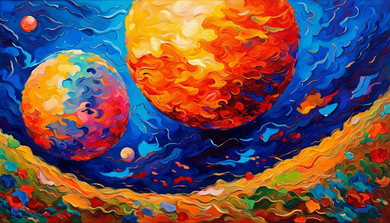Lunar Self-Portrait: Expressionist Oil Painting on the Moon