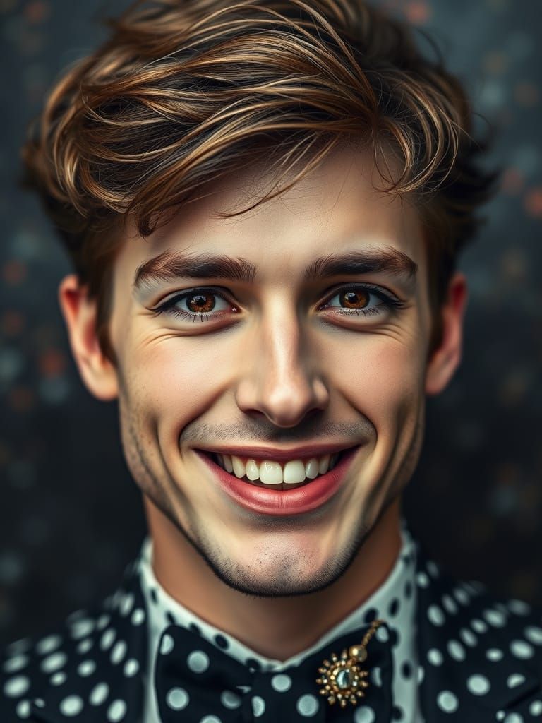 Handsome Man in Polka Dots Suit: Photorealistic Portrait