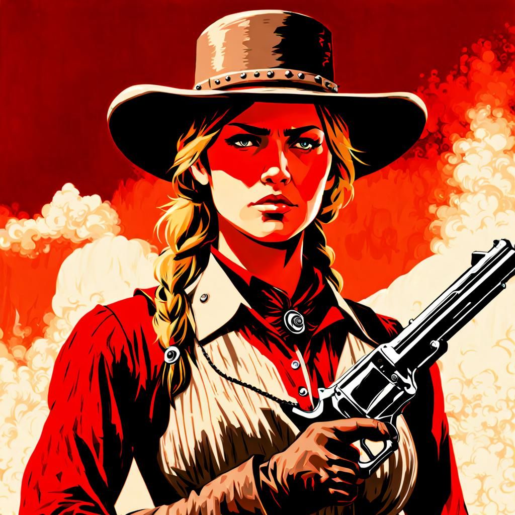 1890s Outlaw Woman Portrait in Red Dead Style
