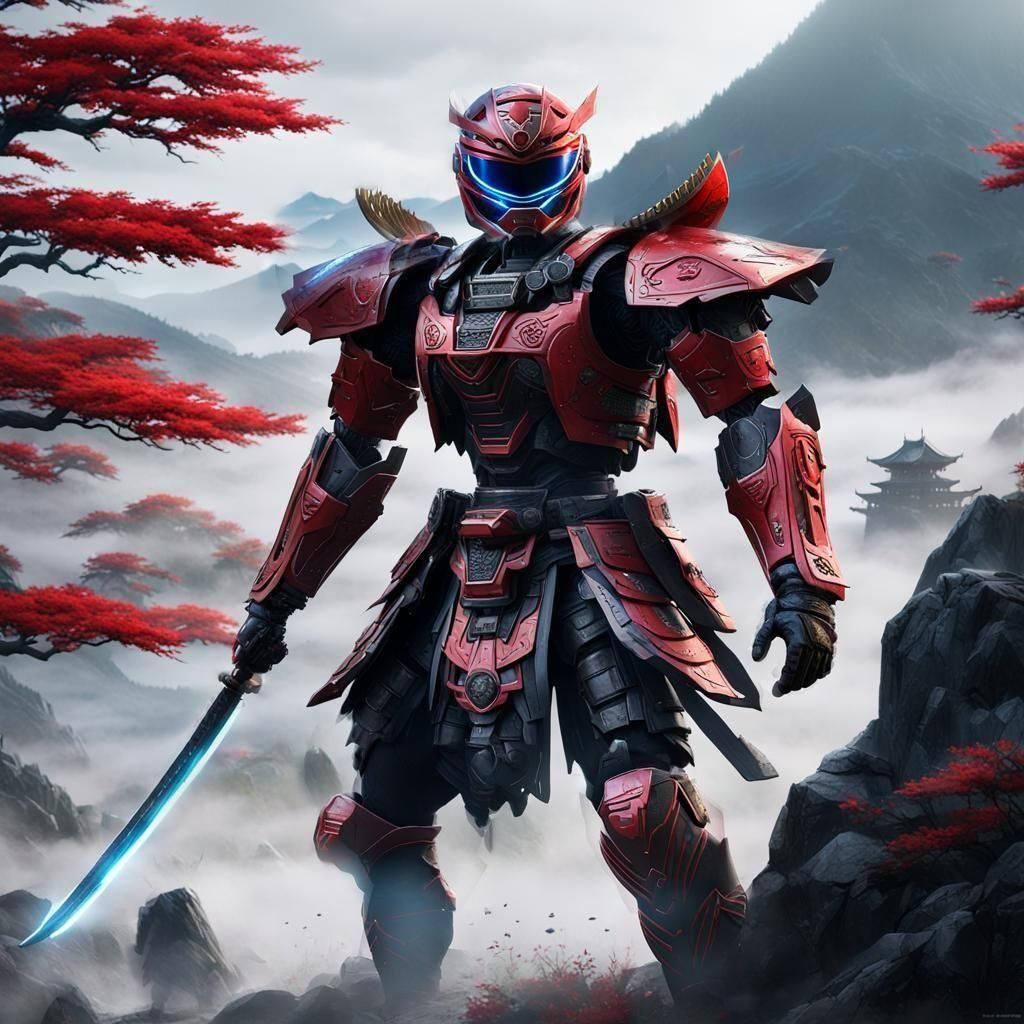 Samurai Mech Fusion: 3D Anime Art in 8K