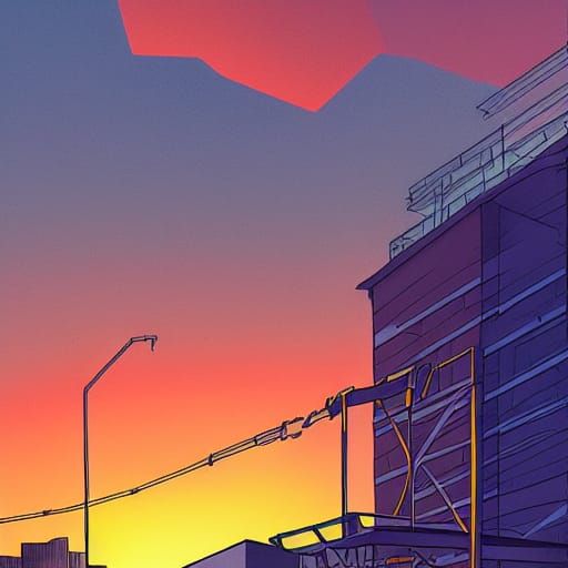 Rooftop Leaper in Warm Sunset Digital Art