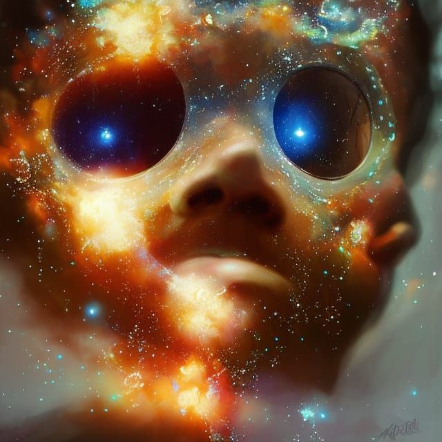 Celestial God Holding Nebula Orb: Hyperdetailed Fantasy Art