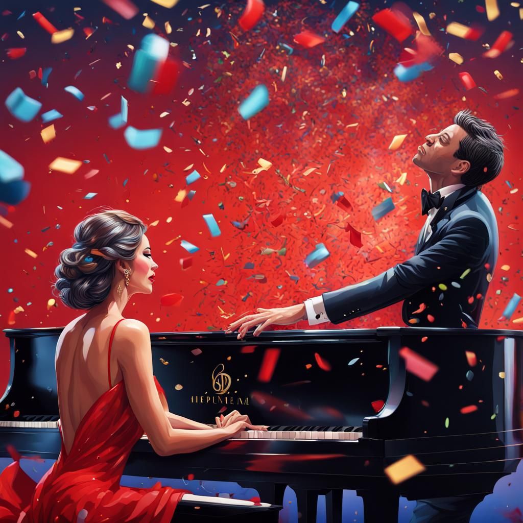 New Year Celebration in Nightclub with Piano Player