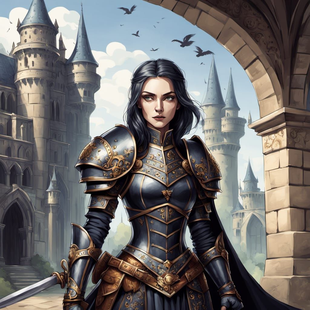 Gothic Warrior Woman with Comically Ill-Fitting Armor