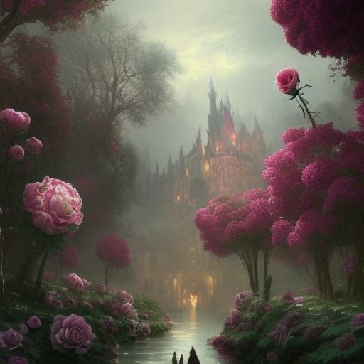 Fantastical Dreamworld of Roses and Candy Trees