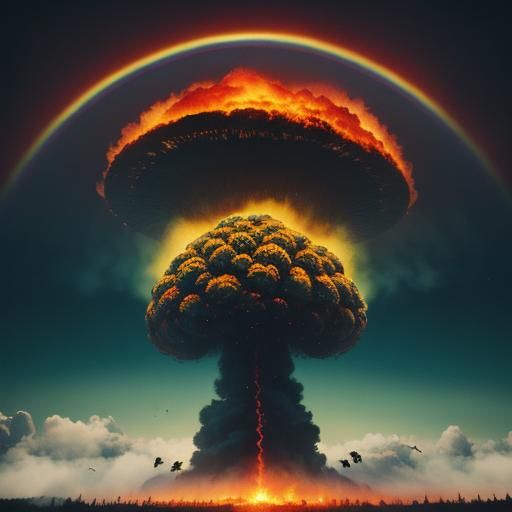 Apocalyptic Earth Exploding with Rainbows and Giant Bees