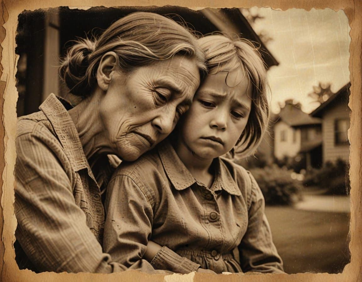 Vintage Sepia Photograph of Mother and Son