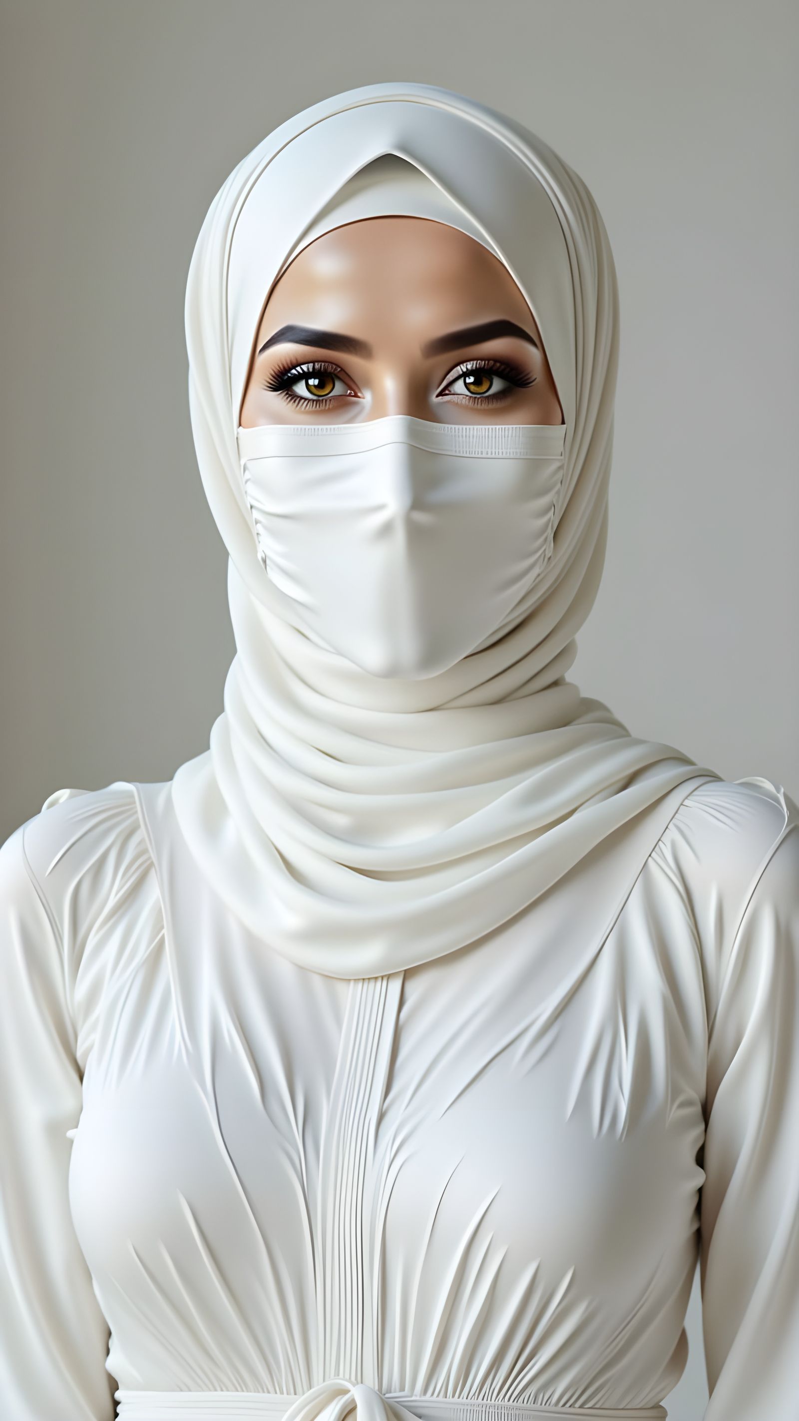 Elegant Woman in Modest White Hijab and Gown