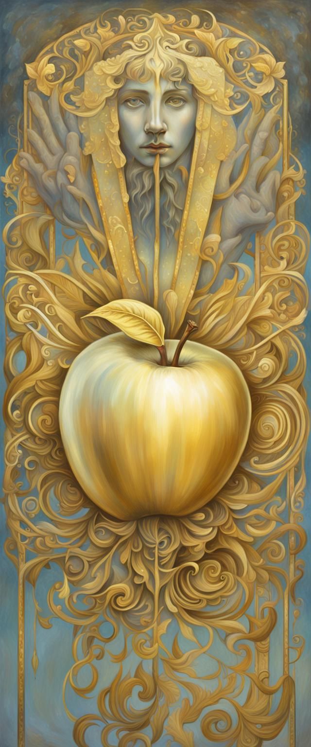 Golden Apple in Art Nouveau Style