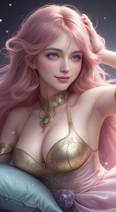 Anime Girl with Magical Sparklers in Digital Art