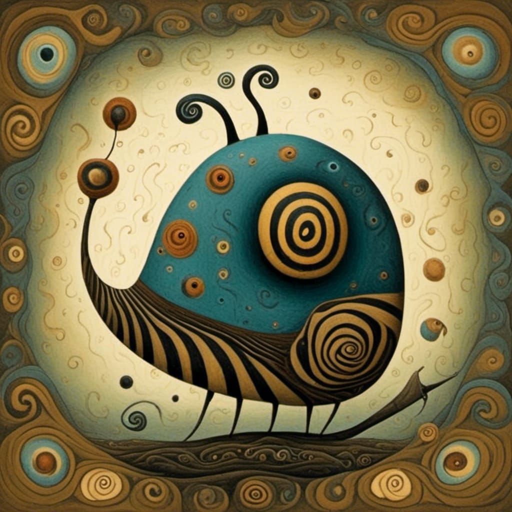 Psychedelic Charcoal Snail Dreamscape