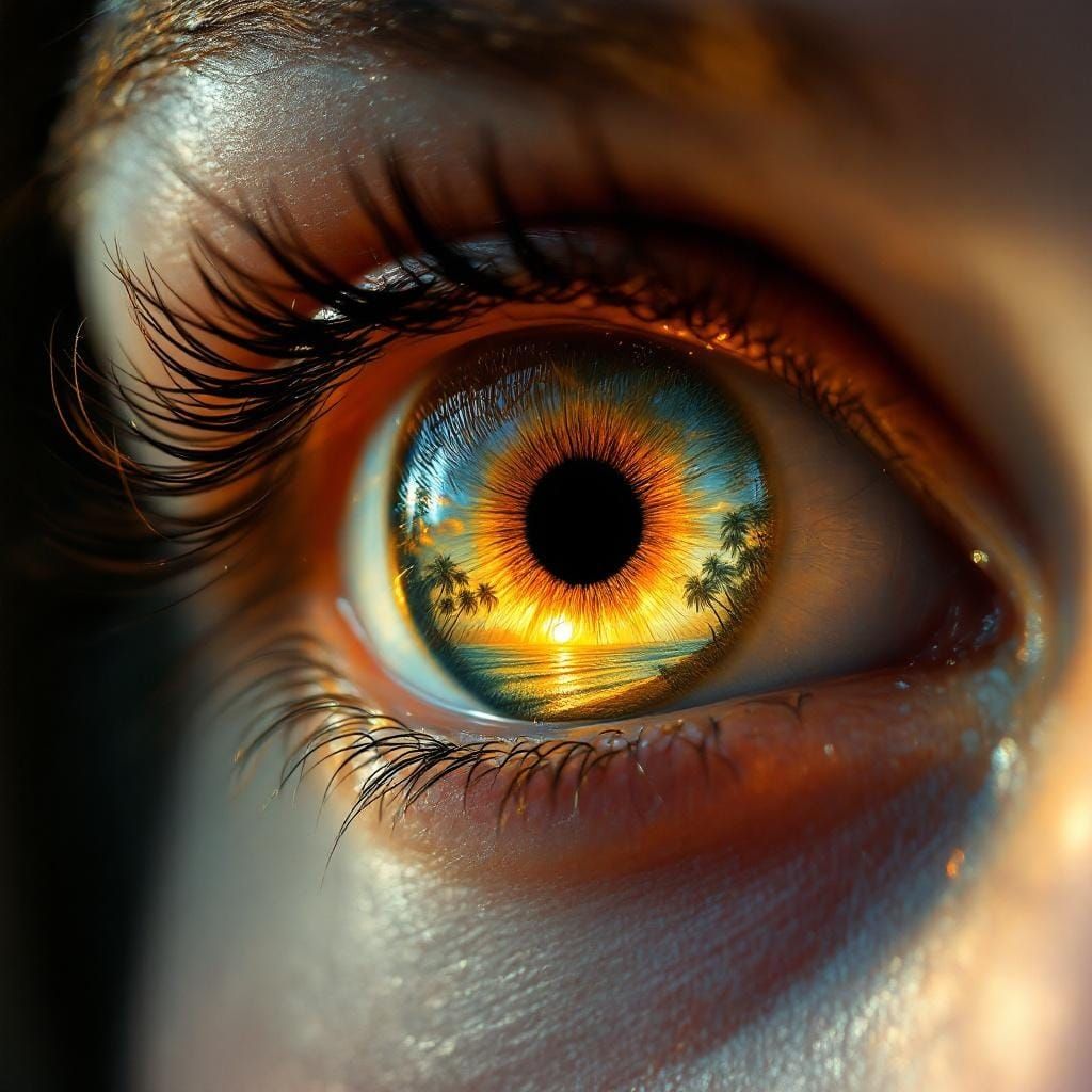 Surreal Eye with Tropical Beach Scene