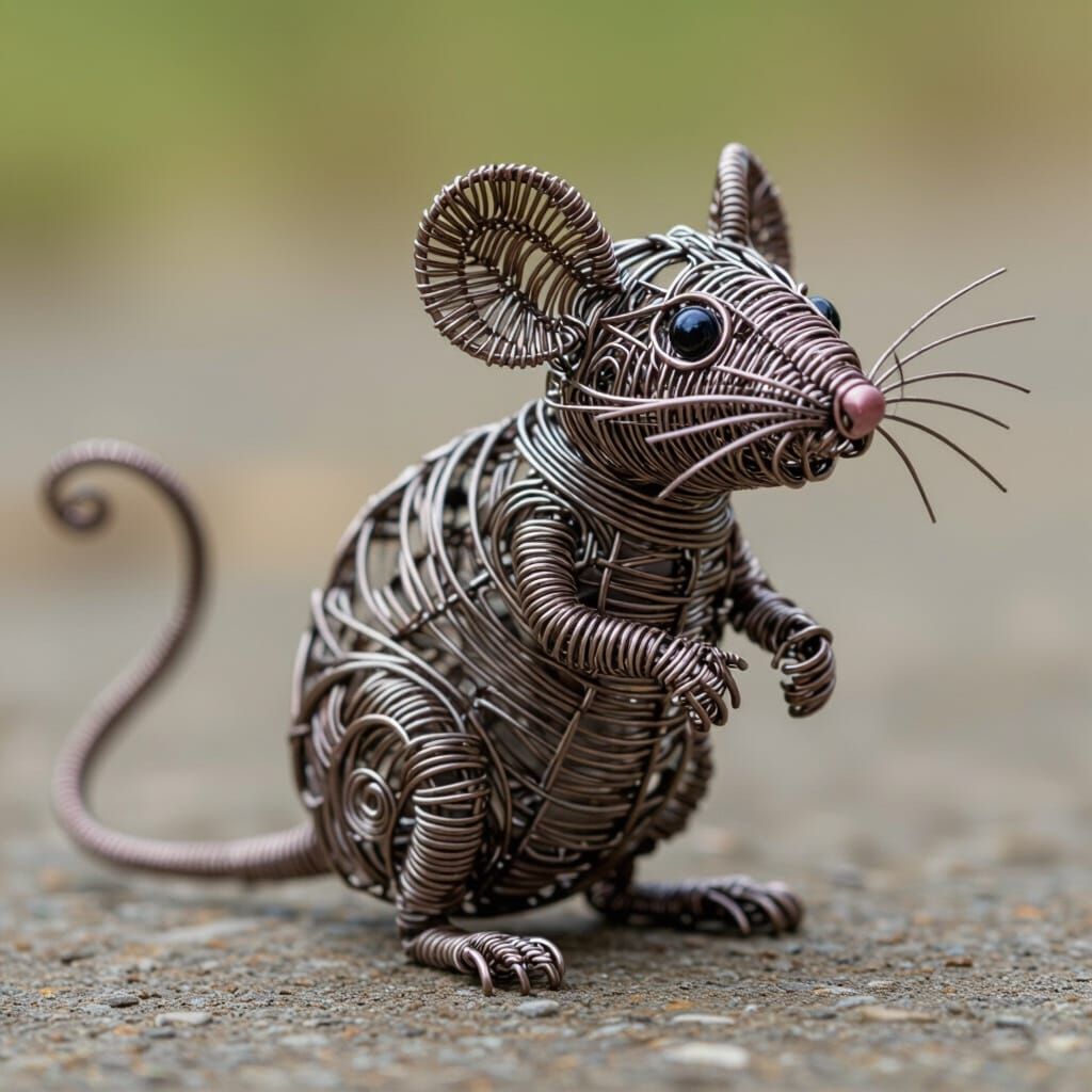 Intricate Wire Mouse Sculpture