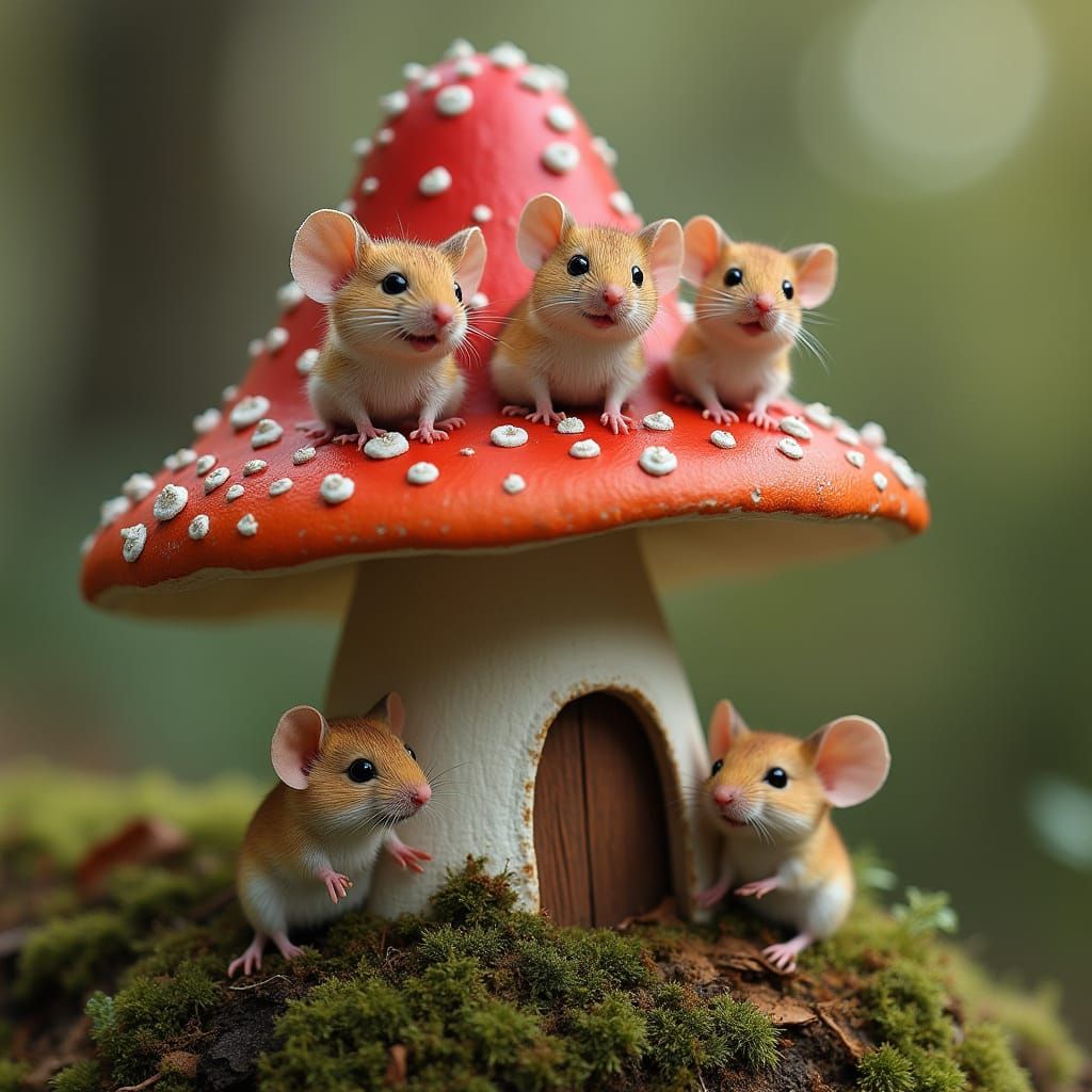 Whimsical Mushroom Home for Mice