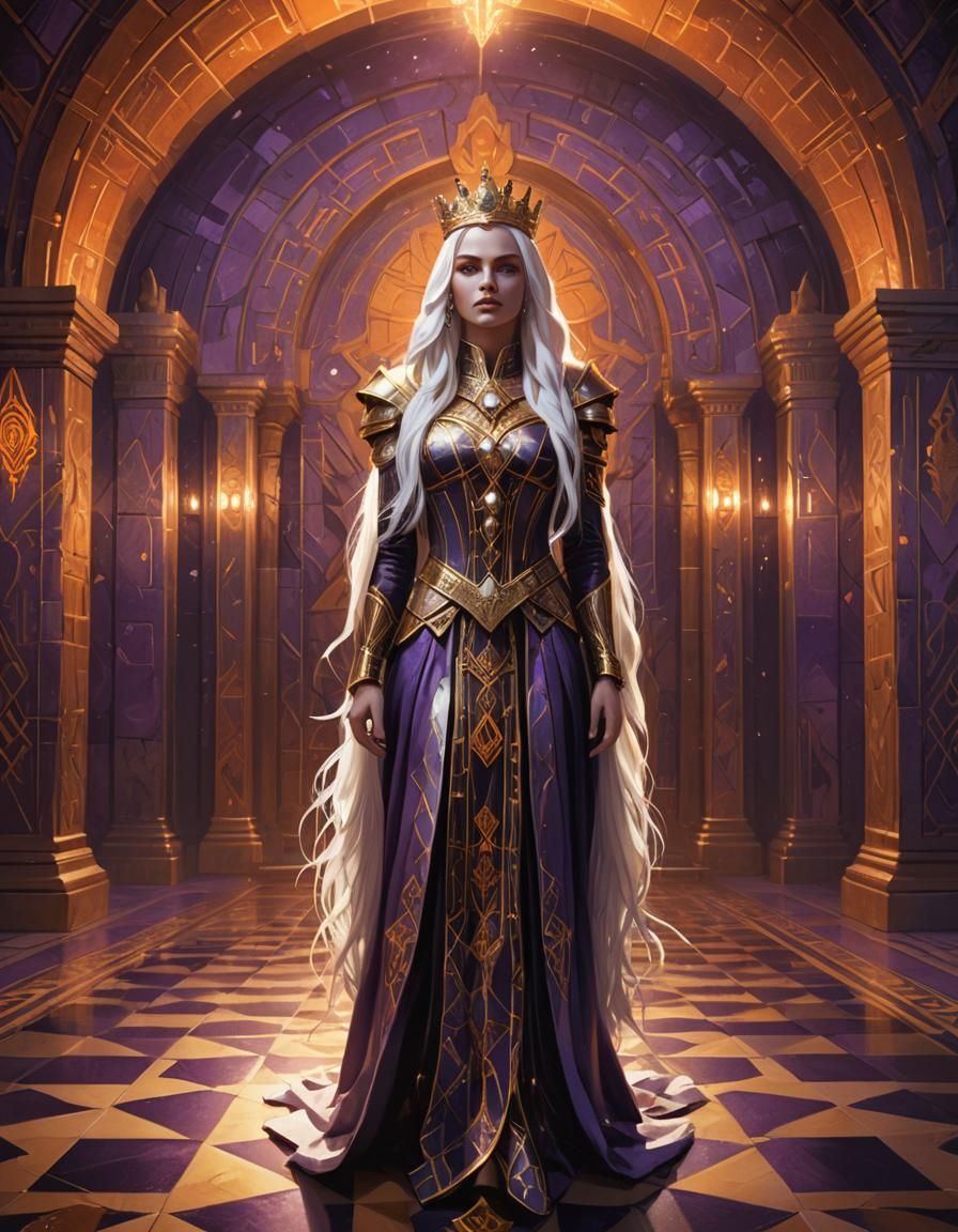 Fantasy Queen in Mystic Vault, Fauvist Art Deco