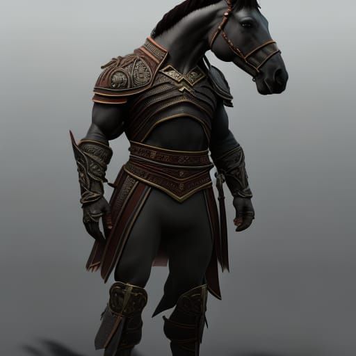 Horse-bodied Man in Dark Fantasy Style
