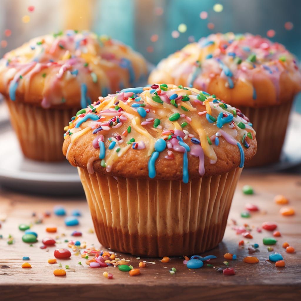 Colorful Muffin Concept Art in Vibrant Illustration Style