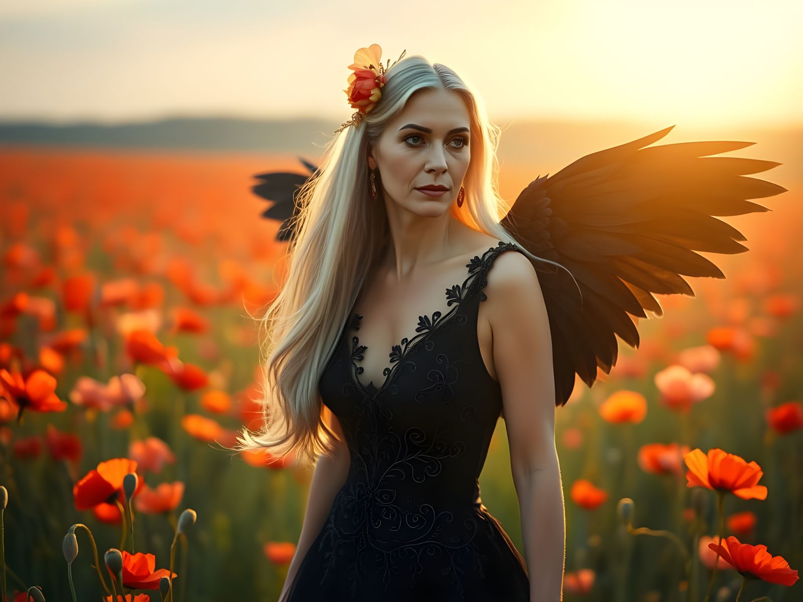 Opium Angel Portrait in O'Keeffe Style