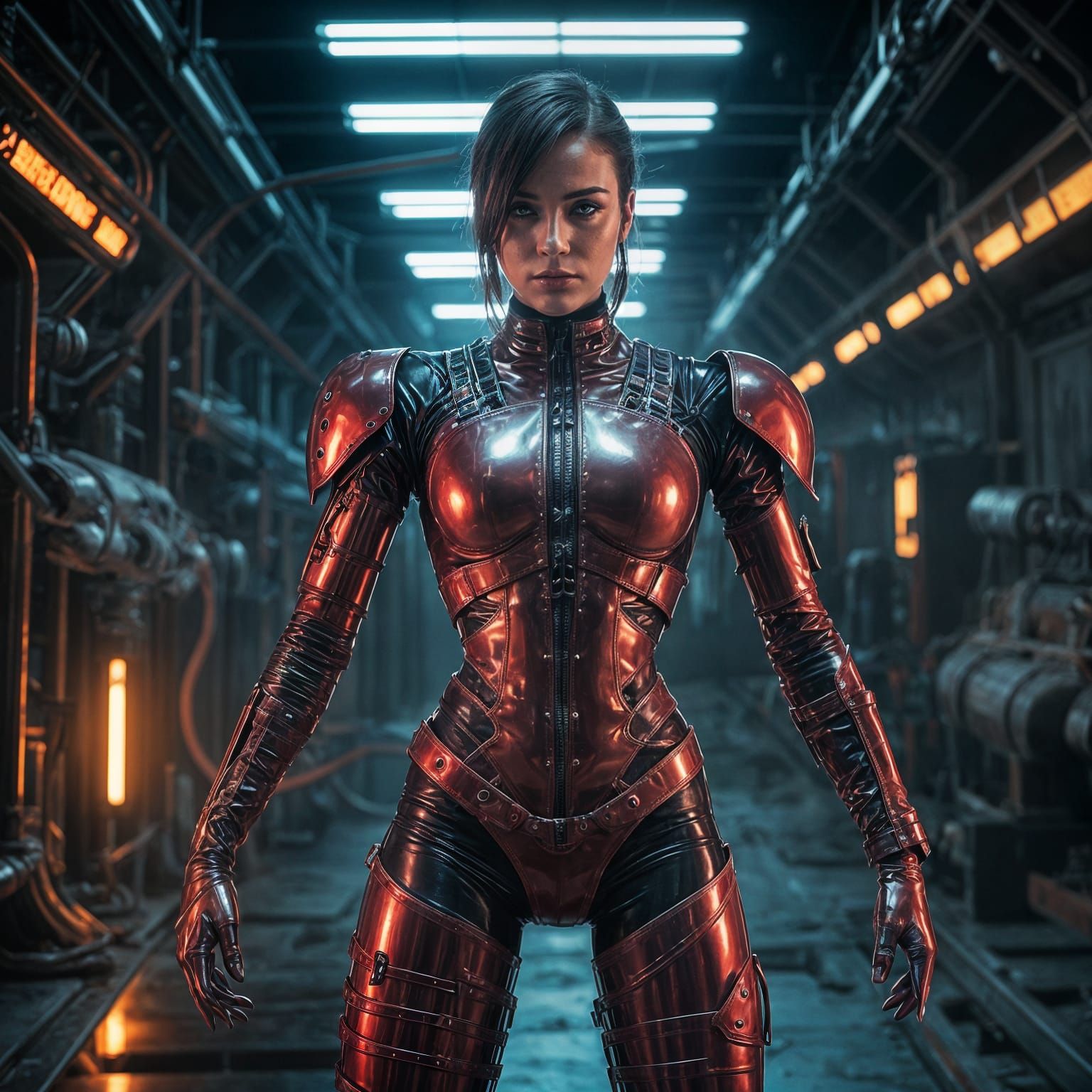 Cyberpunk Woman Transforms into Metallic Being