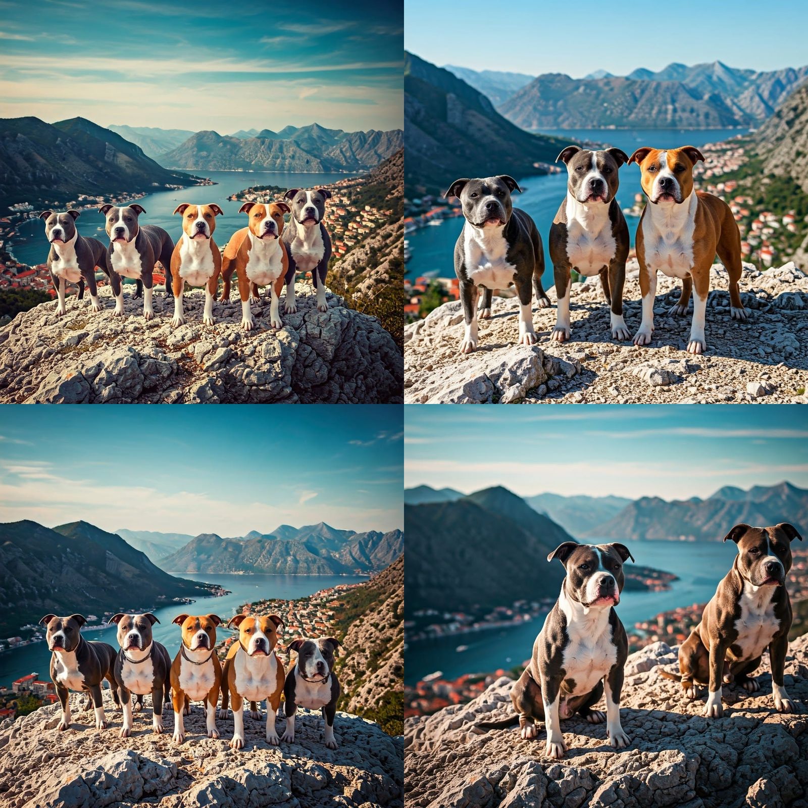 Majestic American Staffordshire Terriers on Mount Lovćen Pea...