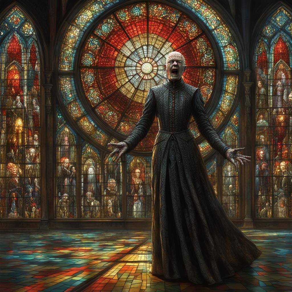 Terrifying Female Pinhead Screaming in Shattered Glass