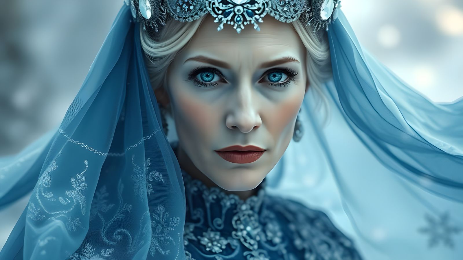 Ethereal Winter Queen in Midnight Blue and Silver
