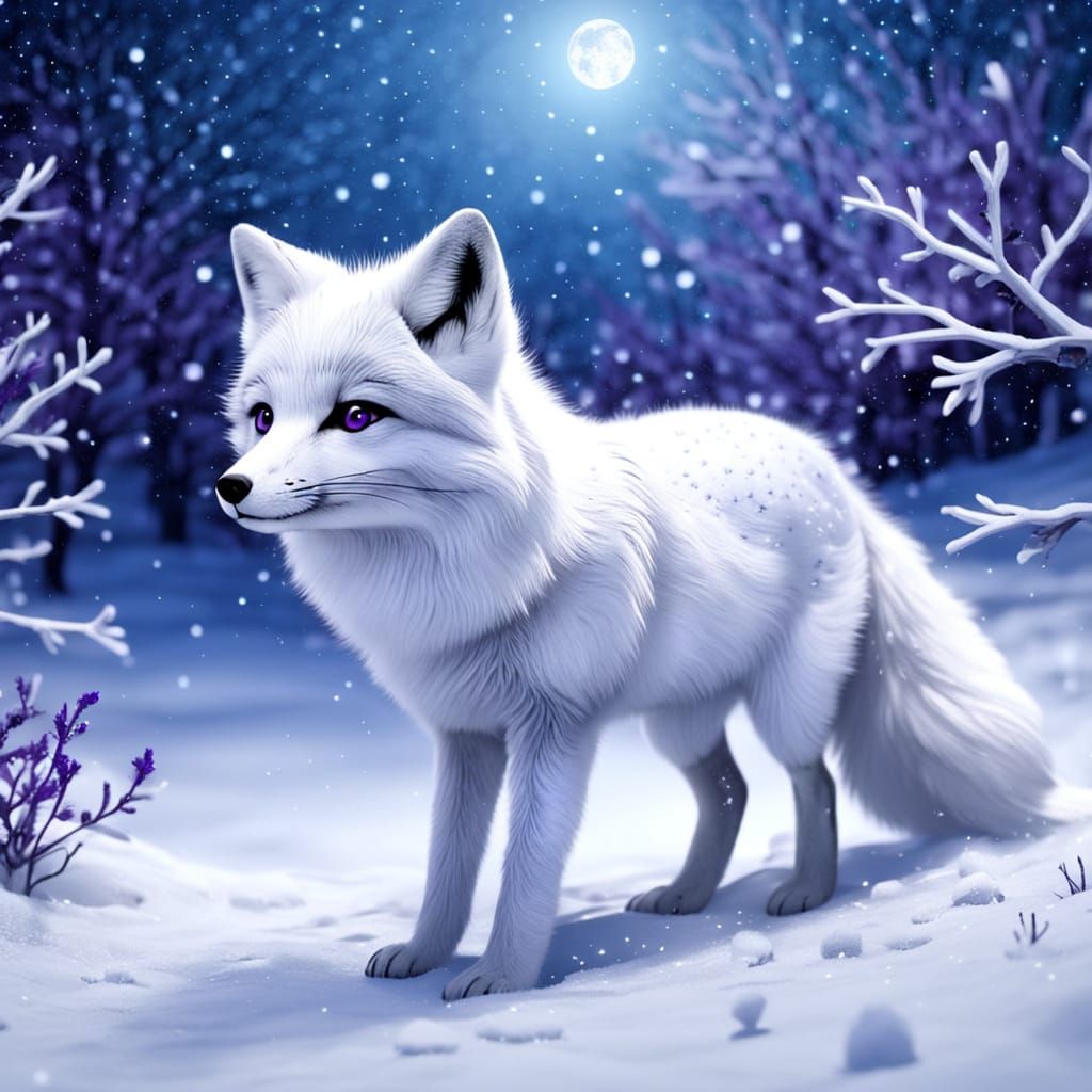 White Fox in Winter Wonderland: Digital Art