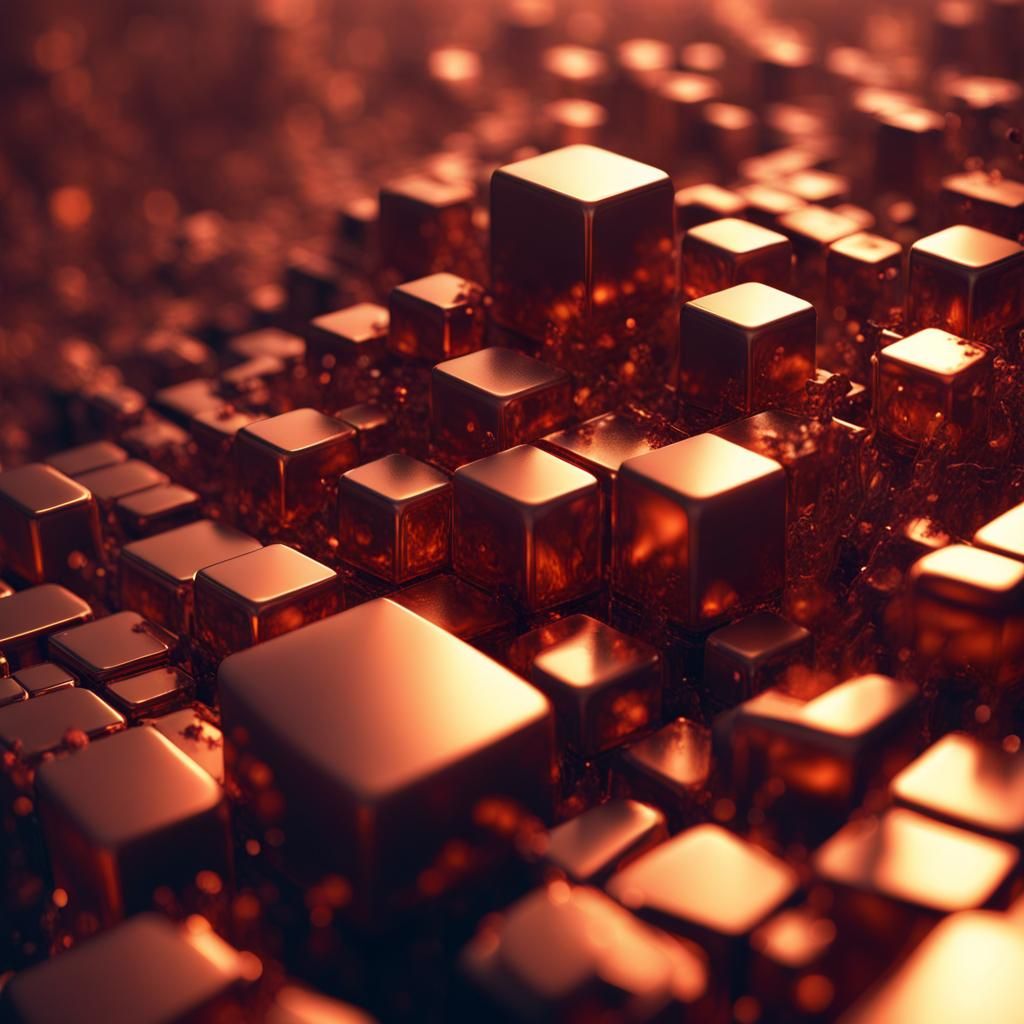 Cubic Copper Crystals on Electric Surface: Matte Painting