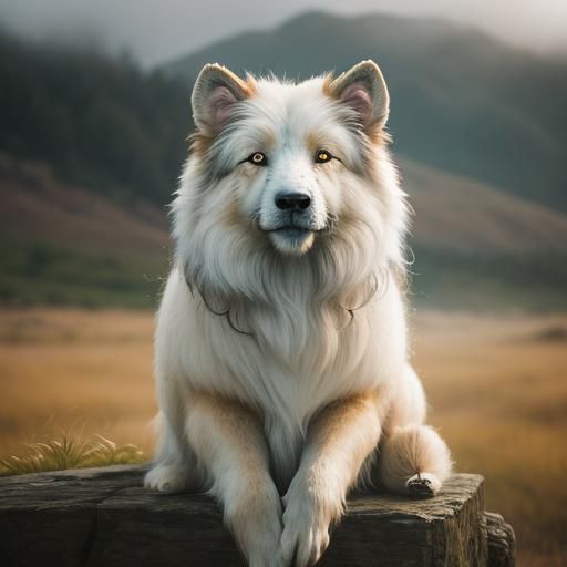 Weathered Sheepdog Portrait in Misty Hills Photography